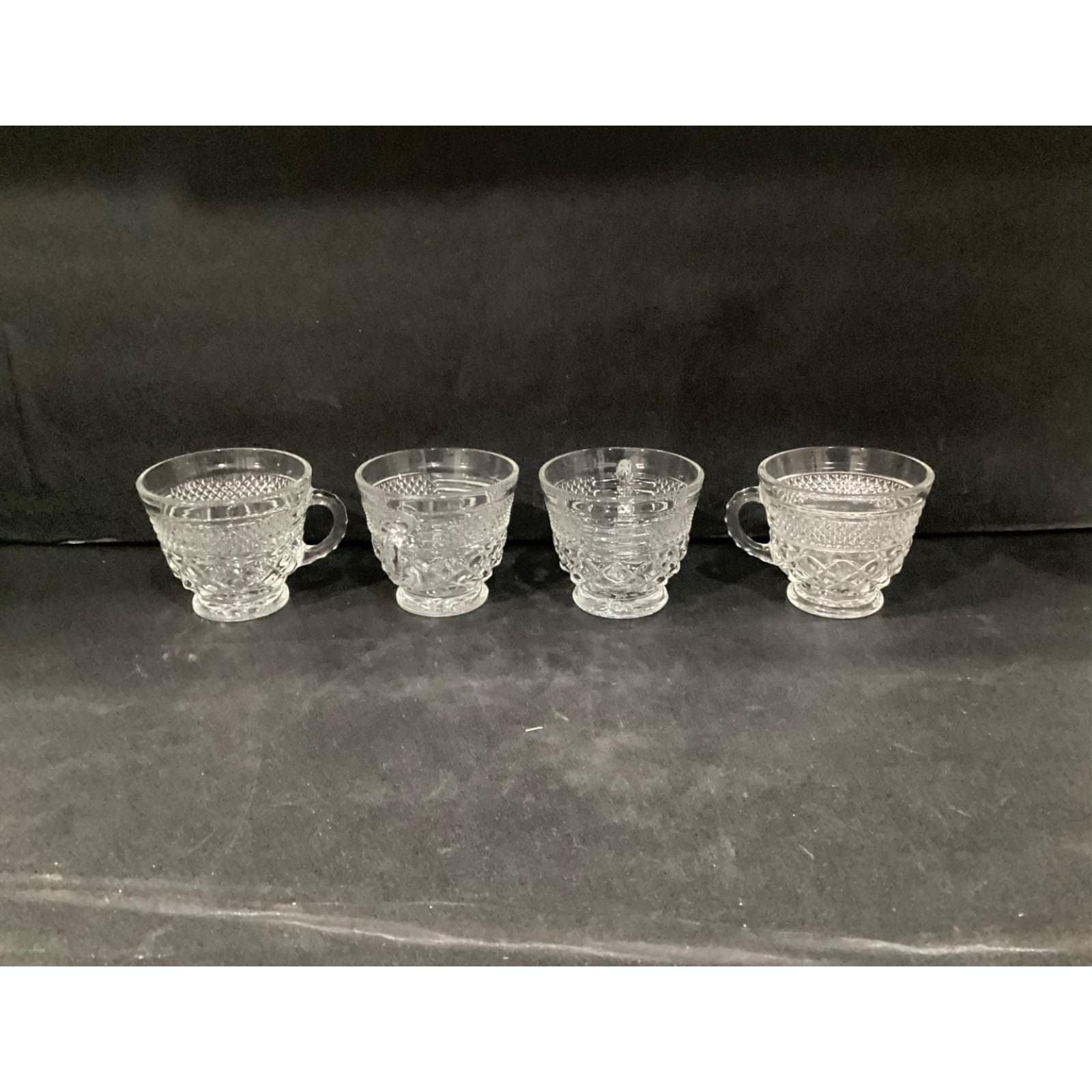 Vintage Anchor Hocking WEXFORD Clear Glass Punch Coffee Cups Set of 4 - Thumbnail 4