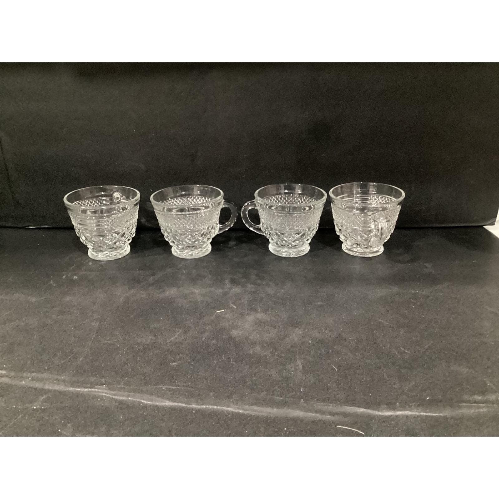 Vintage Anchor Hocking WEXFORD Clear Glass Punch Coffee Cups Set of 4