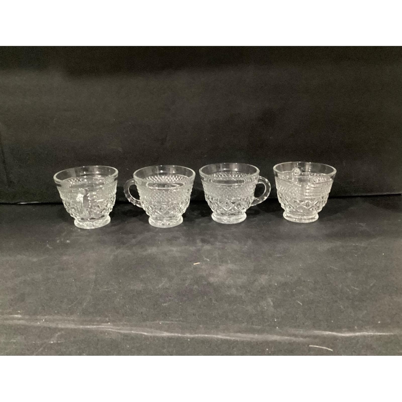 Vintage Anchor Hocking WEXFORD Clear Glass Punch Coffee Cups Set of 4 - Thumbnail 3