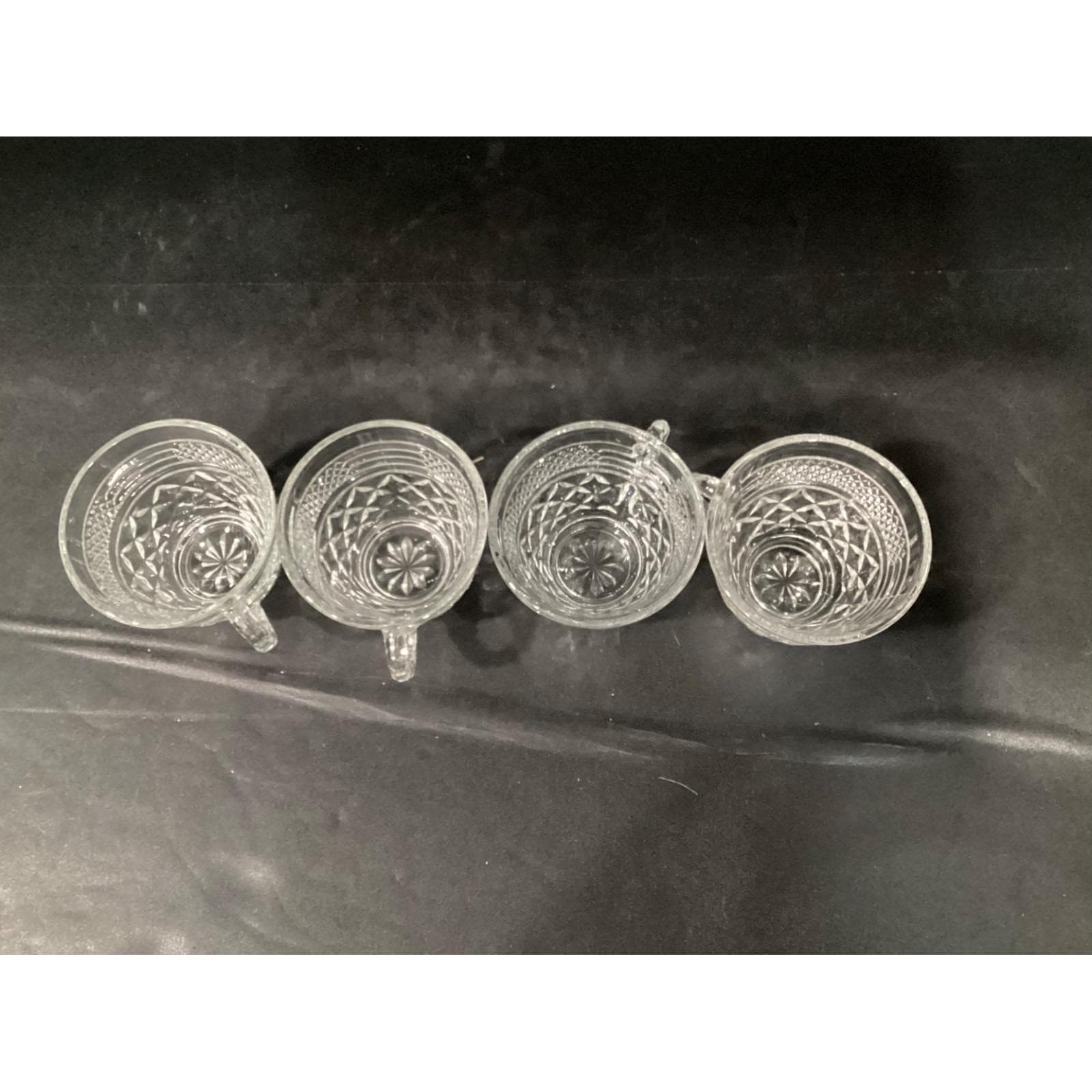 Vintage Anchor Hocking WEXFORD Clear Glass Punch Coffee Cups Set of 4 - Thumbnail 7