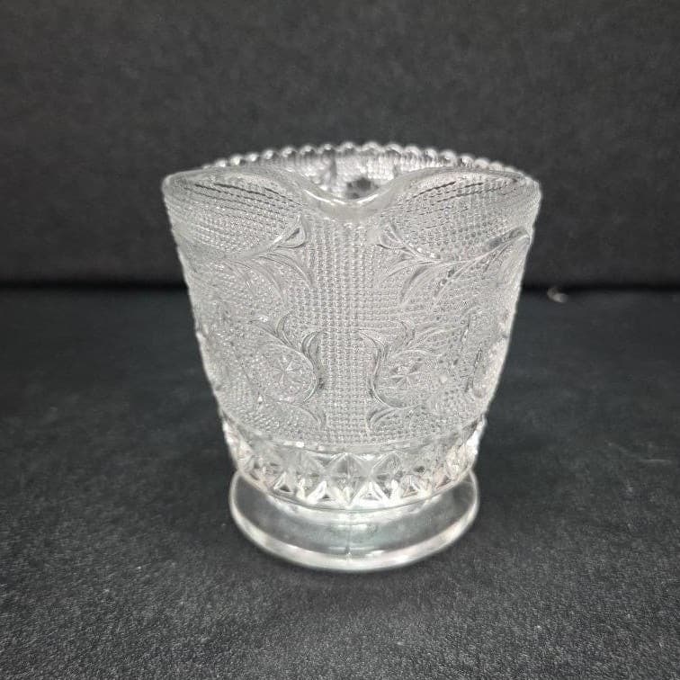Duncan & Miller Clear Glass Creamer #41, Vtg Sandwich Pattern Pitcher, Tableware - Thumbnail 3