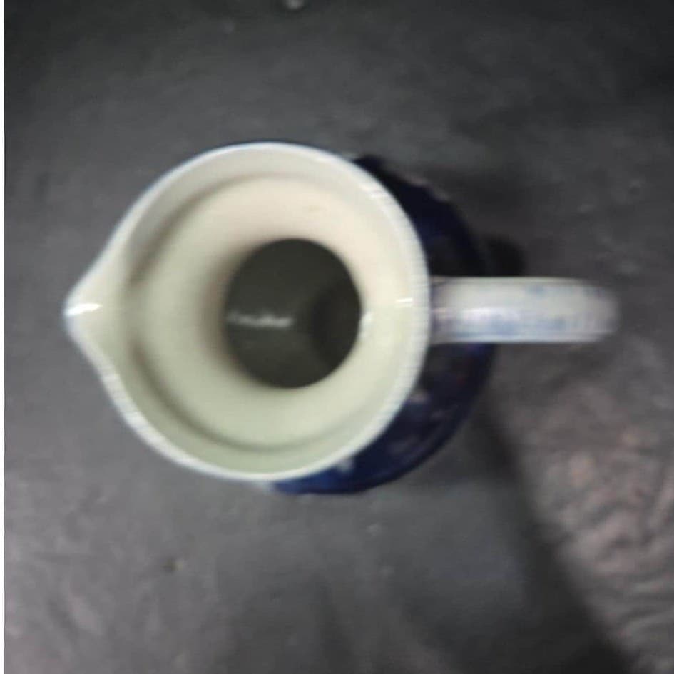 Salt Glaze Gray Cobalt Blue Pitcher, Replacement Studio Pottery Marked Stoneware - Thumbnail 7