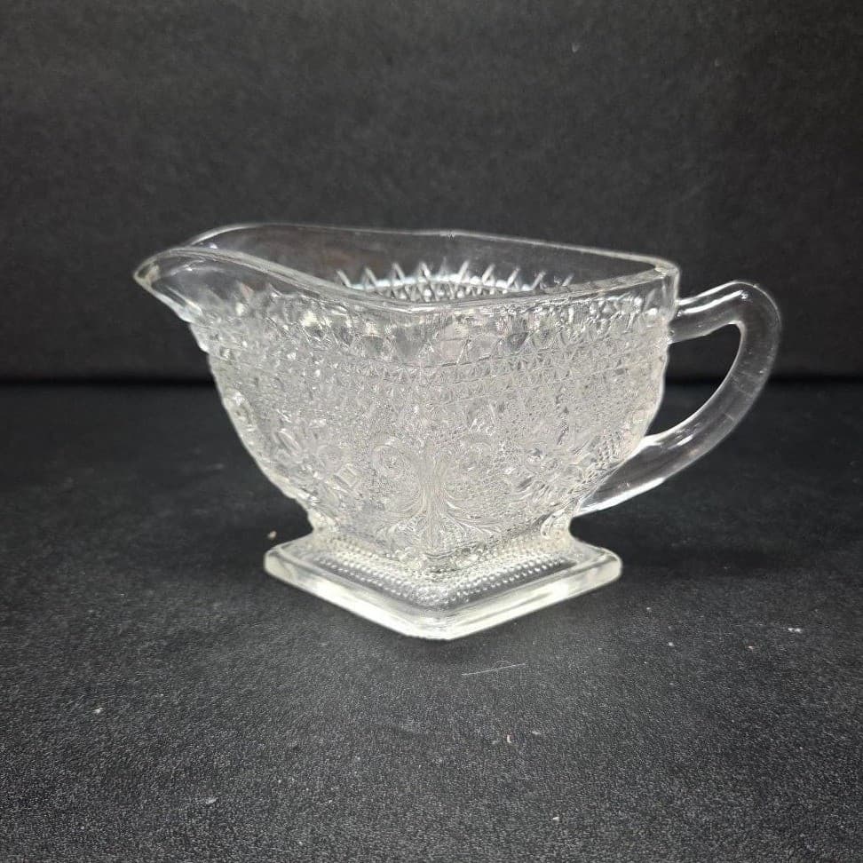 Indiana Glass Tiara Clear Creamer, Sandwich Daisy Scroll Design Floral Tableware - Thumbnail 2