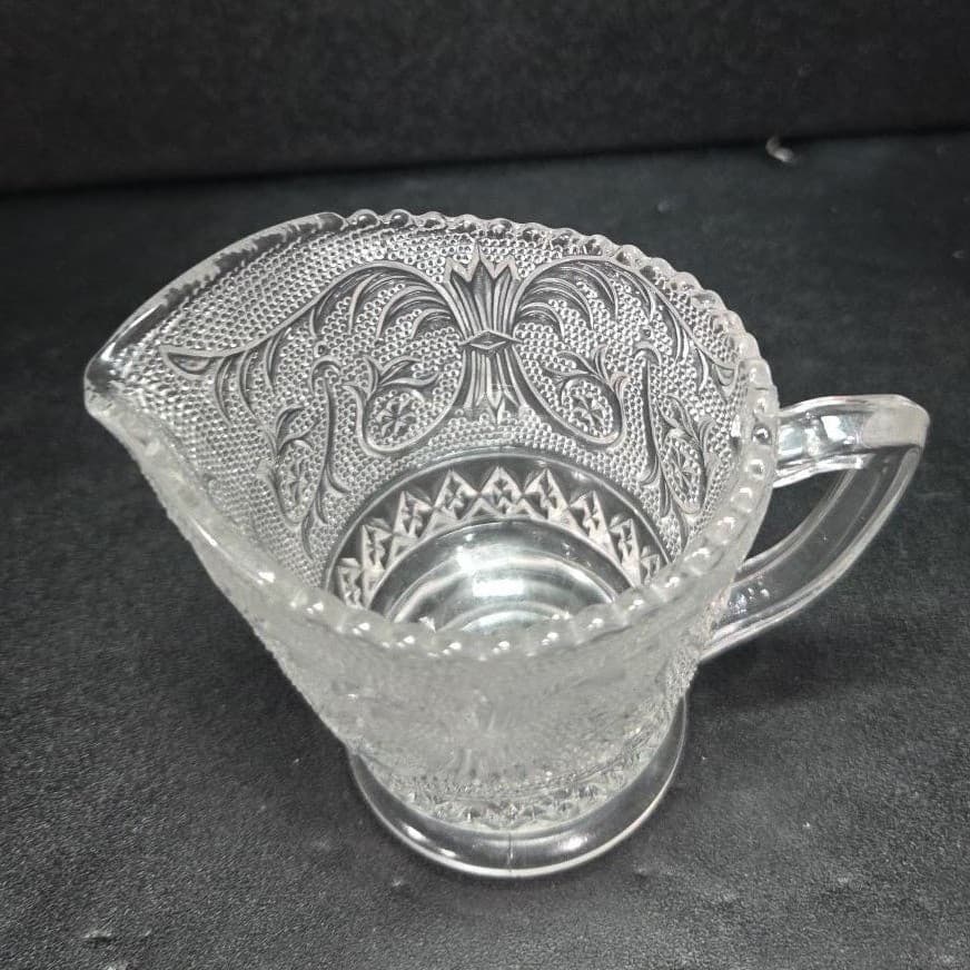 Duncan & Miller Clear Glass Creamer #41, Vtg Sandwich Pattern Pitcher, Tableware - Thumbnail 6