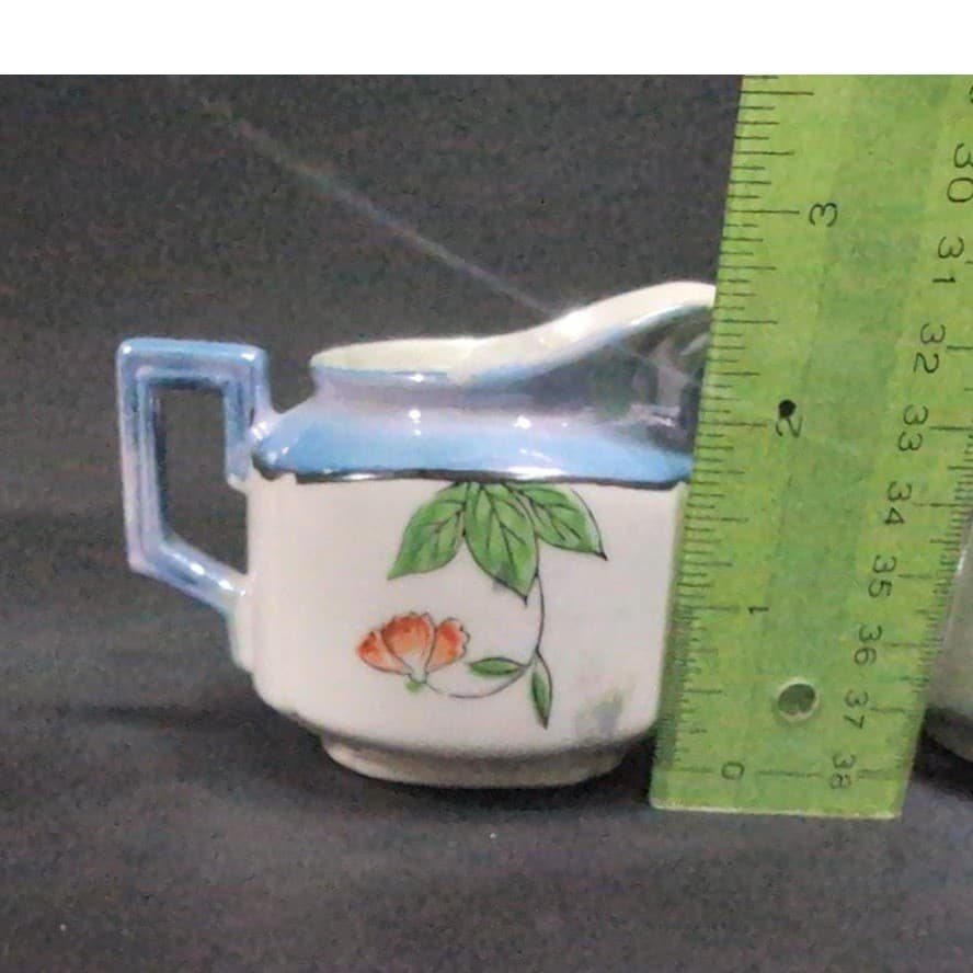 Lustreware Cream and Sugar Bowl Set, Vintage Japanese Porcelain Tea Service - Thumbnail 10