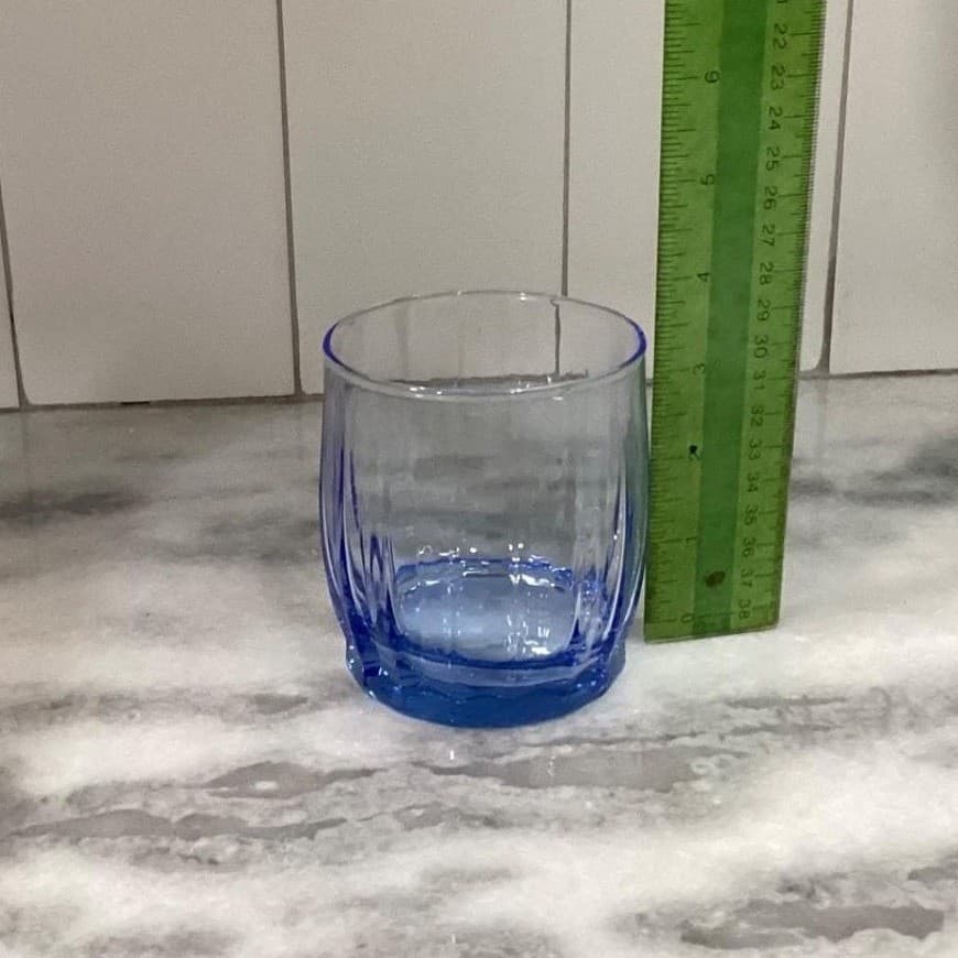 Oneida Valor Blue Juice Glasses, Set of 3, Vintage Pasabahce Ribbed Tumblers - Thumbnail 11