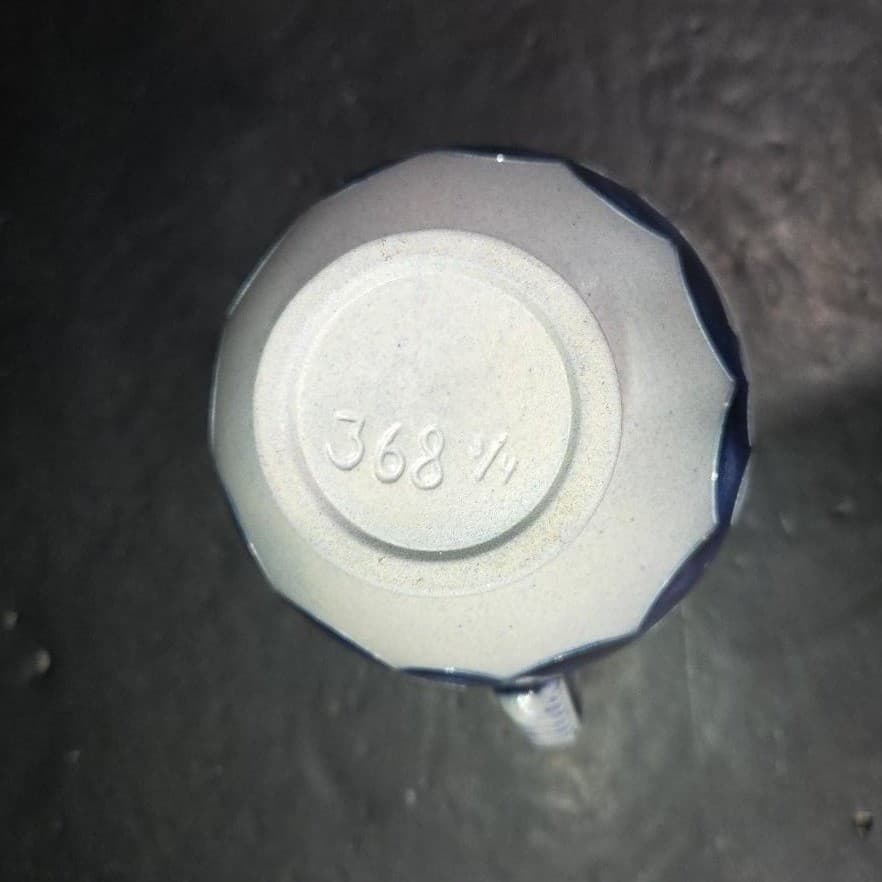 Salt Glaze Gray Cobalt Blue Pitcher, Replacement Studio Pottery Marked Stoneware - Thumbnail 8