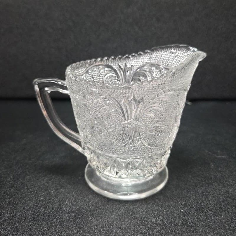 Duncan & Miller Clear Glass Creamer #41, Vtg Sandwich Pattern Pitcher, Tableware - Thumbnail 4