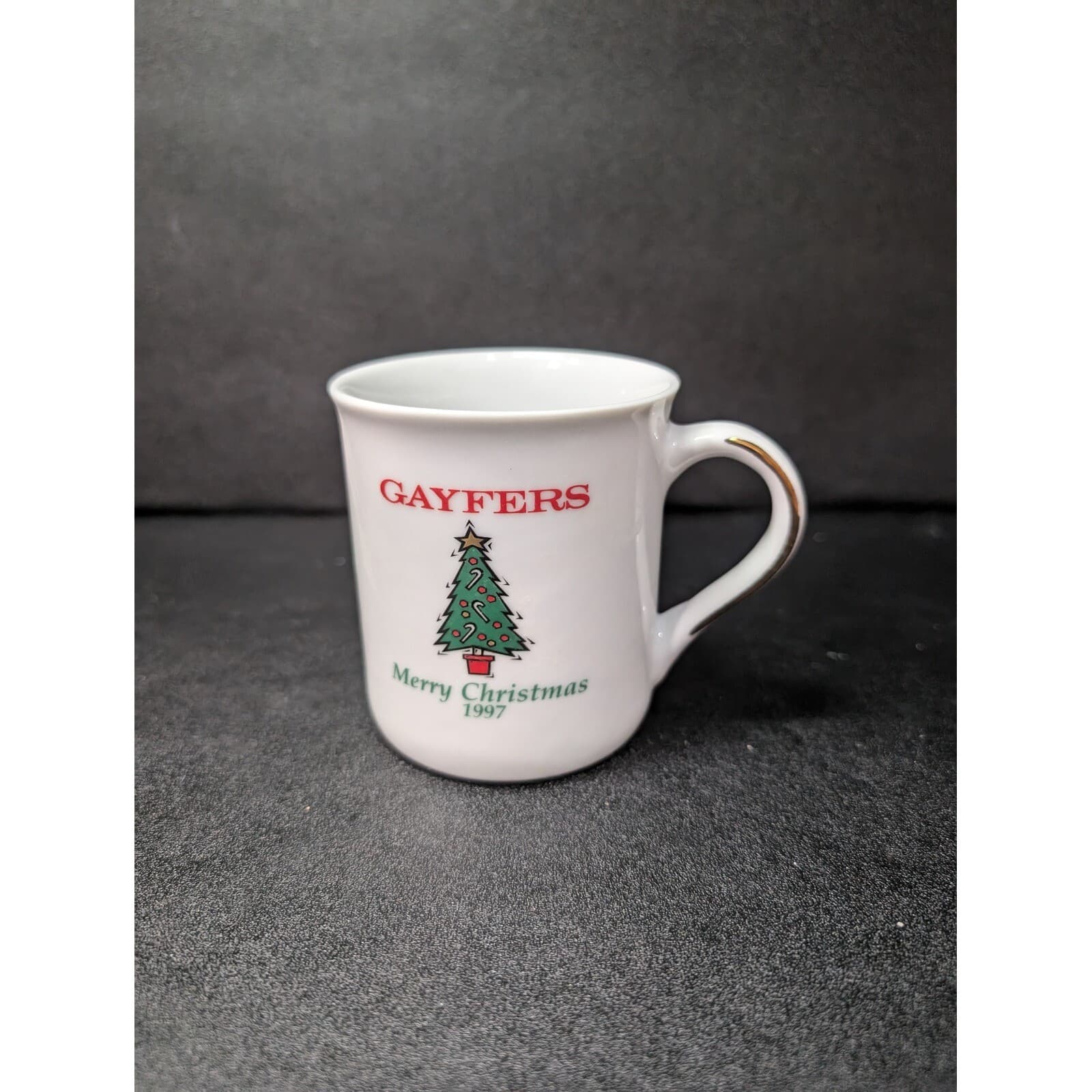 Gayfers Merry Christmas Mug 1997 Royal Ann Cup, Vintage Rare Holiday Teacup