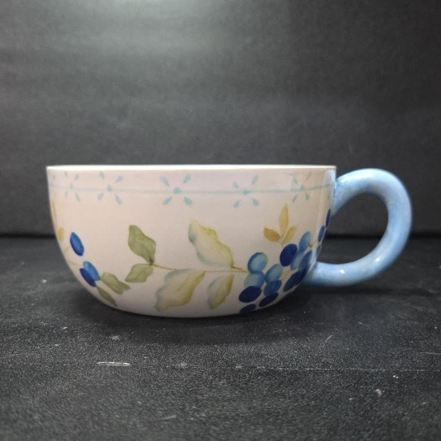 Tracy Porter Hand-Painted Jumbo Mug, "Blueberries Annette" Ceramic Coffee, Soup - Thumbnail 2