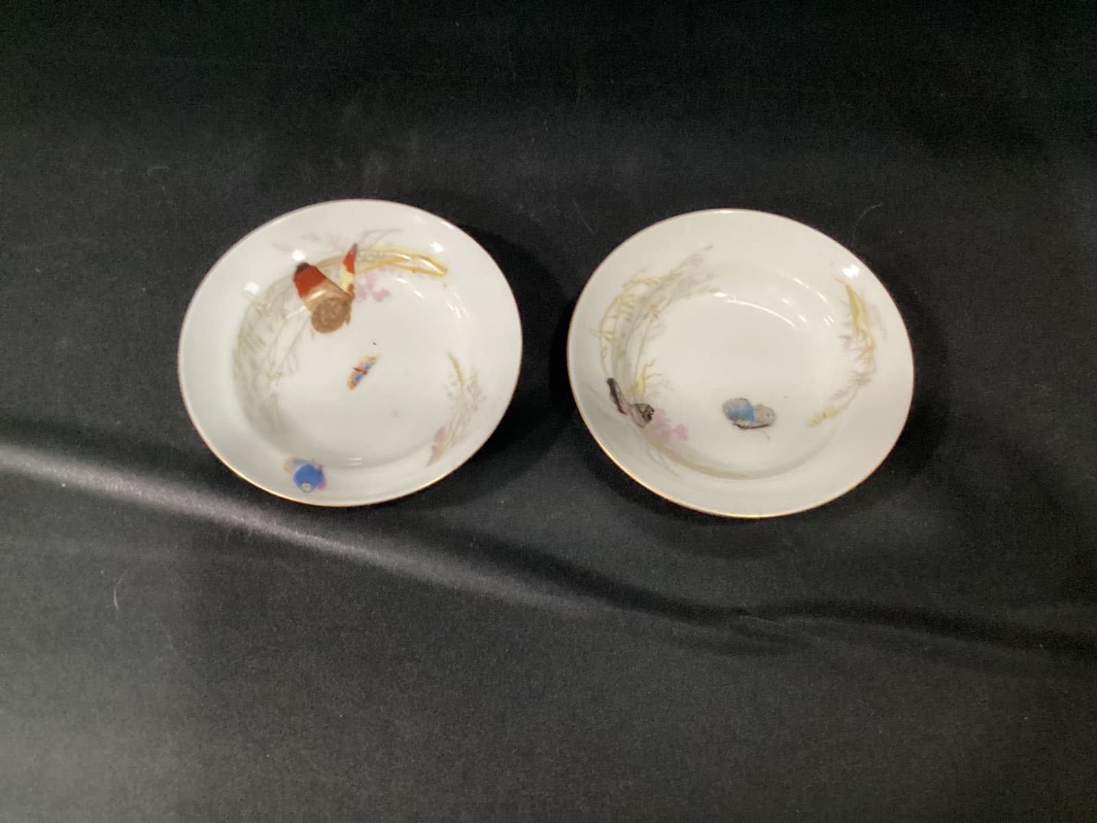 Haviland & Co. Limoges Meadow Visitors Berry Plates Bowls Gold Trim Set of 2 - Thumbnail 2