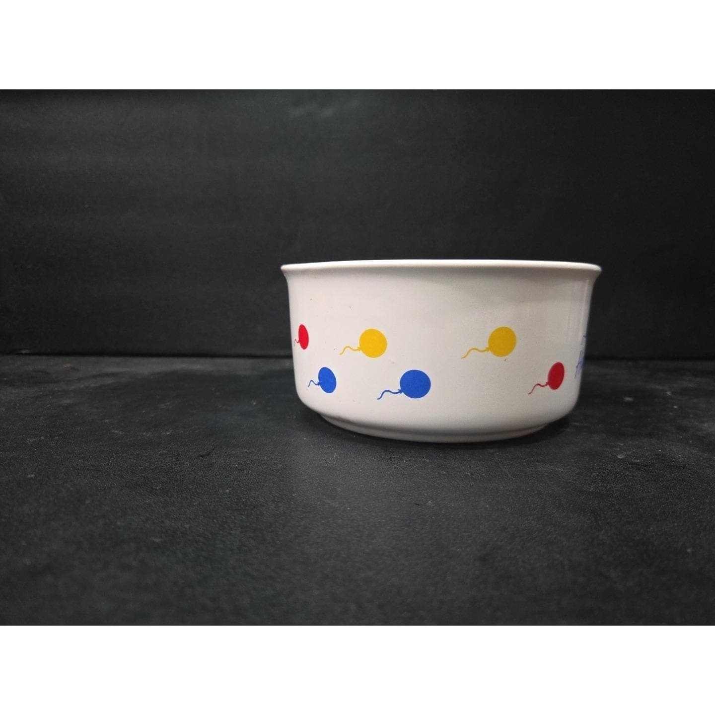 Happy Birthday Vintage Bowl 1986, White 6" Round Ceramic Serving Dish, MCM Decor - Thumbnail 2