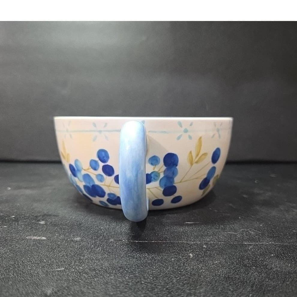 Tracy Porter Hand-Painted Jumbo Mug, "Blueberries Annette" Ceramic Coffee, Soup - Thumbnail 5