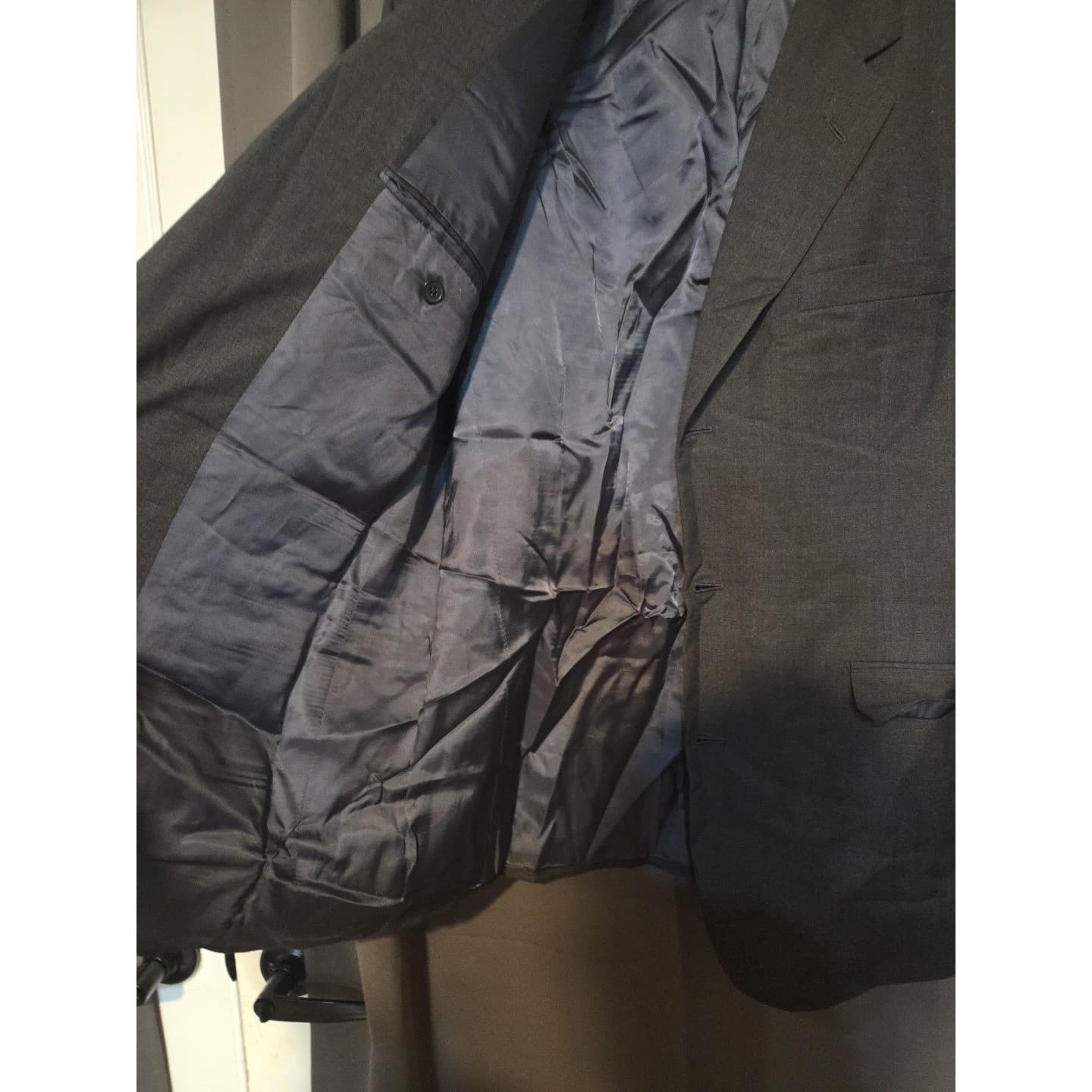 Marcus Neiman Collection Gray Blue Pinstripe 3 Button Blazer, Men's 43L Jacket - Thumbnail 7