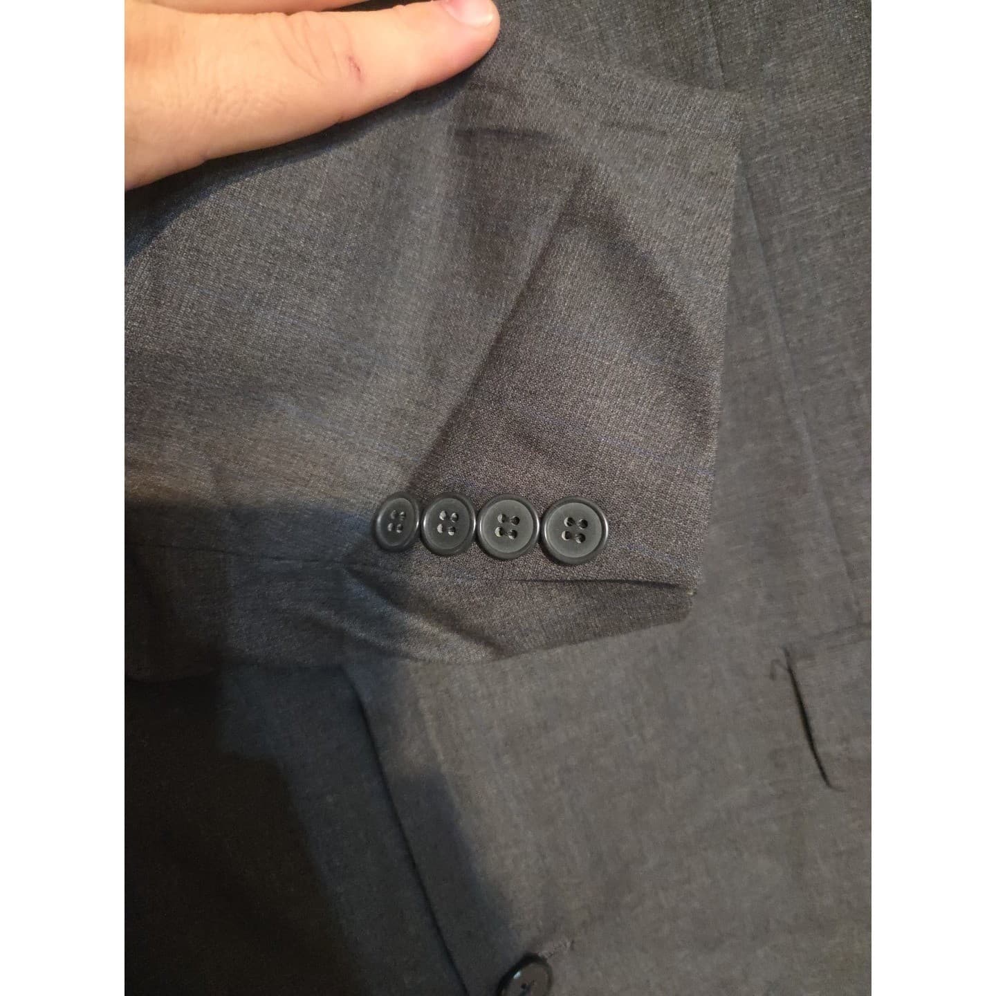 Marcus Neiman Collection Gray Blue Pinstripe 3 Button Blazer, Men's 43L Jacket - Thumbnail 6