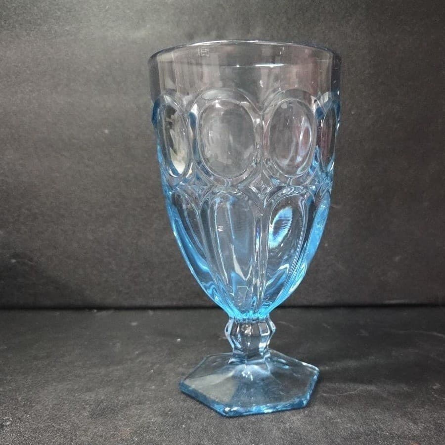 Fostoria Moonstone Light Blue Ice Tea Goblet, Vintage Glass, Low Stem Drinkware - Thumbnail 3