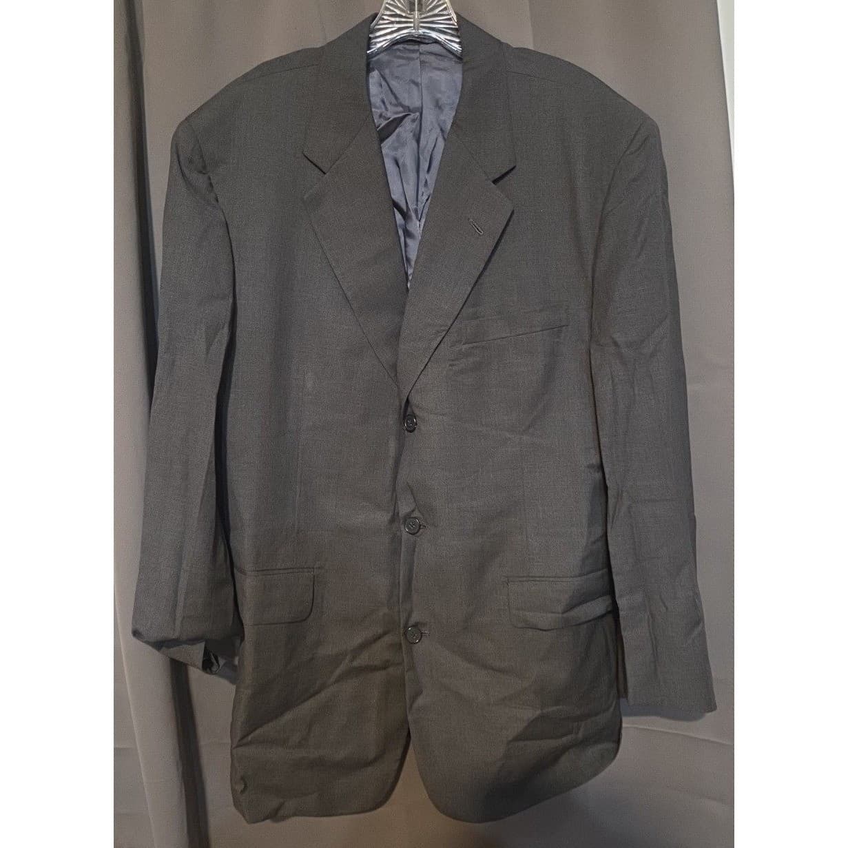 Marcus Neiman Collection Gray Blue Pinstripe 3 Button Blazer, Men's 43L Jacket - Thumbnail 3