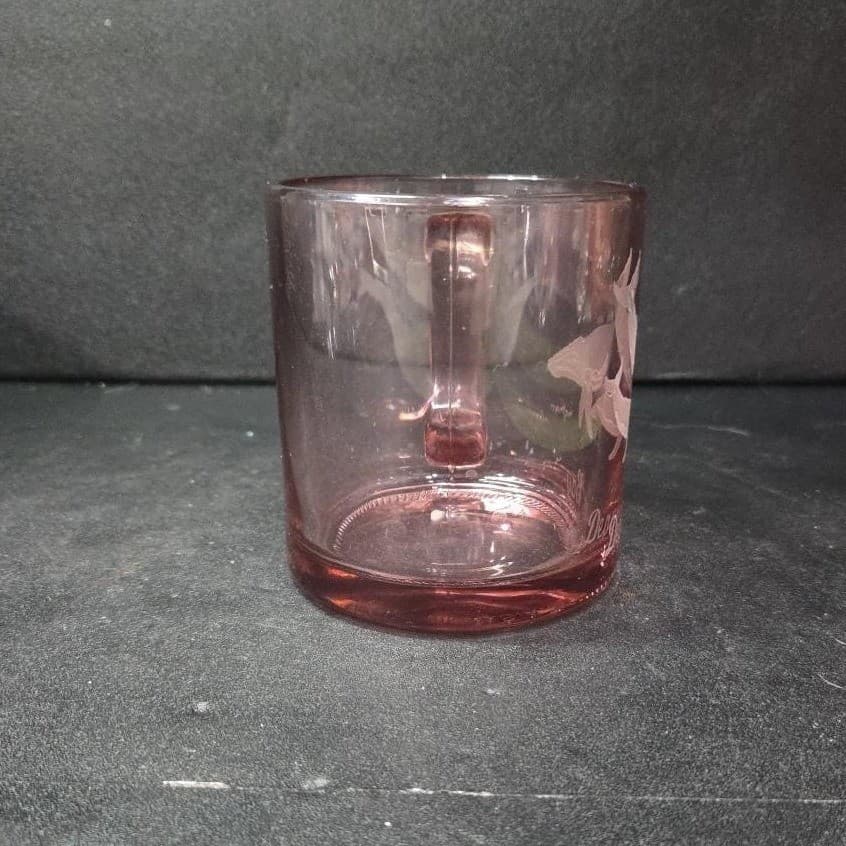 Depoe Bay Blush Pink Coffee Cup, 12oz Vintage Souvenir Mug, Etched Whale Design - Thumbnail 3