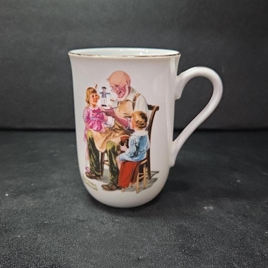 Norman Rockwell "The Toymaker" Gold Rim Mug, Replacement Collectible Drinkware - Thumbnail 2