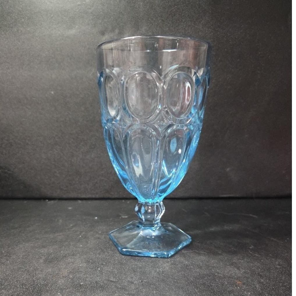 Fostoria Moonstone Light Blue Ice Tea Goblet, Vintage Glass, Low Stem Drinkware - Thumbnail 5
