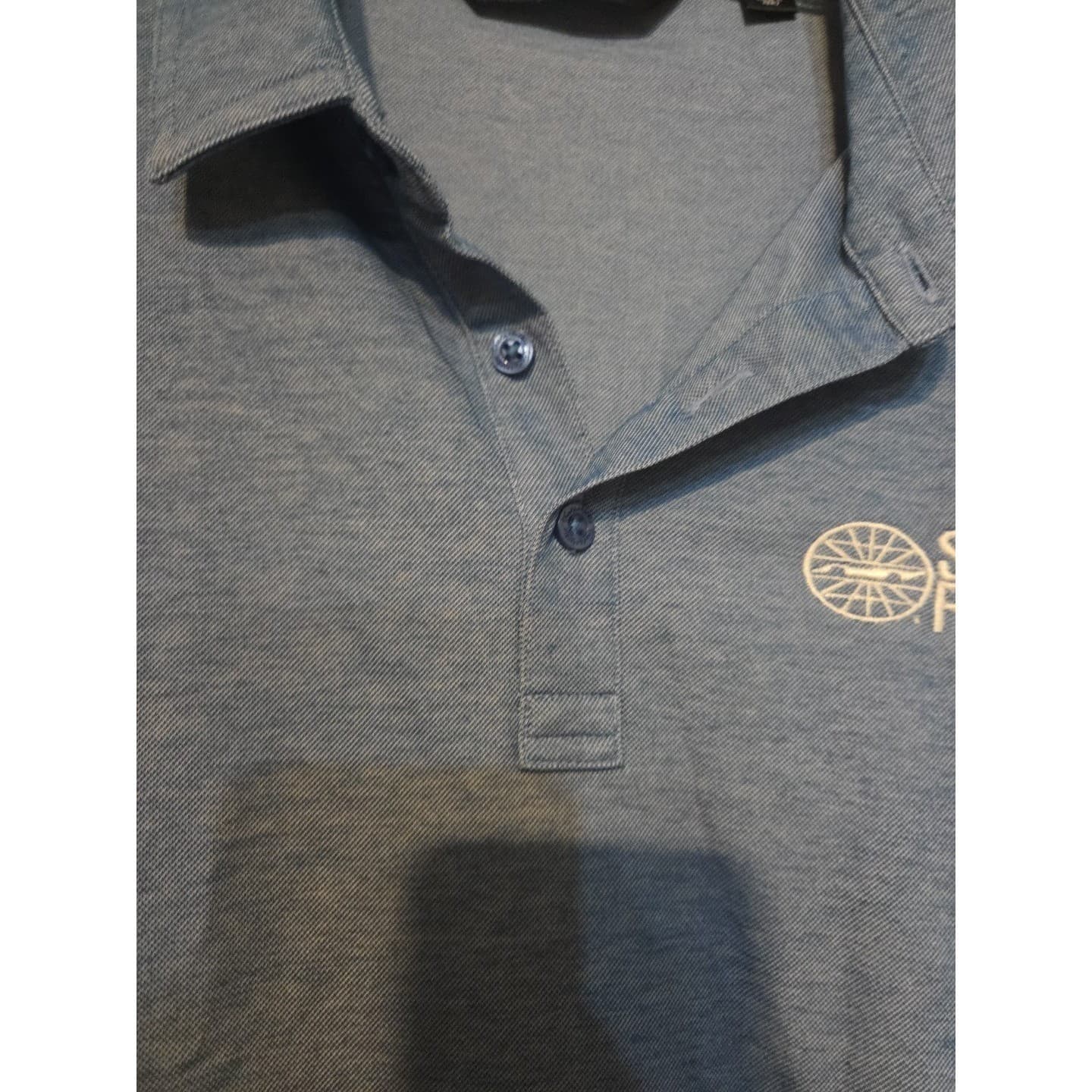 Travis Mathew Sonoma Raceway Blue Heathered Polo Shirt, Men's Large, Pima Cotton - Thumbnail 9