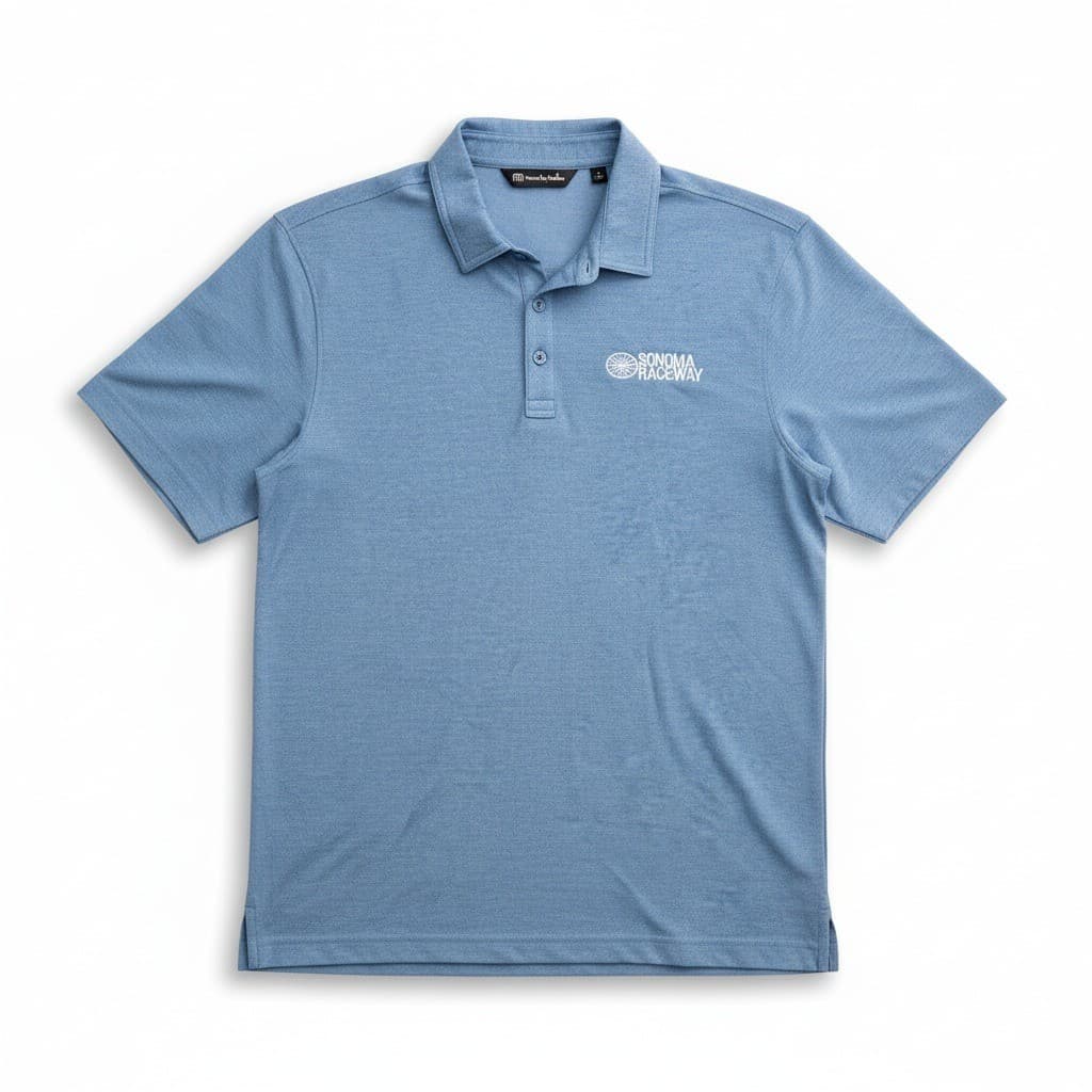 Travis Mathew Sonoma Raceway Blue Heathered Polo Shirt, Men's Large, Pima Cotton