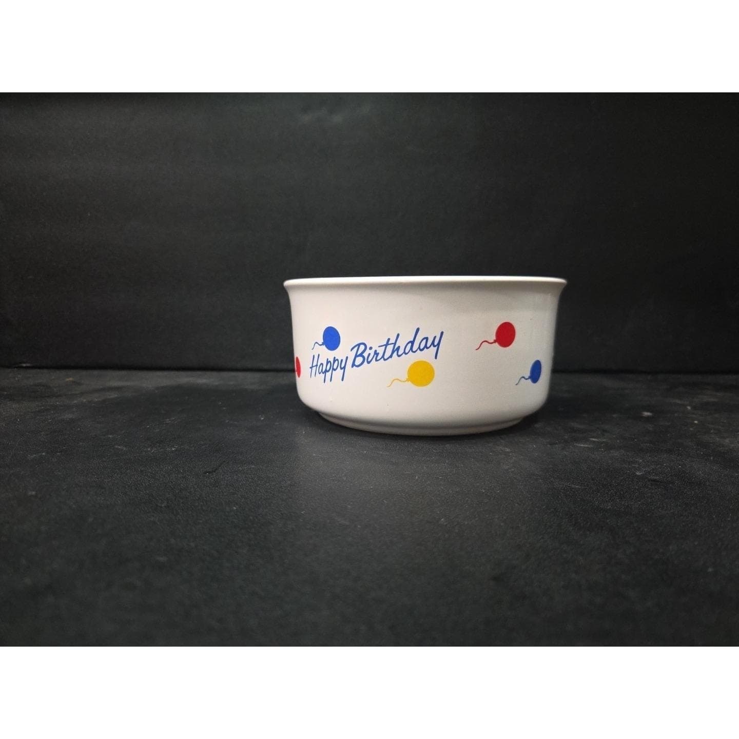 Happy Birthday Vintage Bowl 1986, White 6" Round Ceramic Serving Dish, MCM Decor - Thumbnail 3