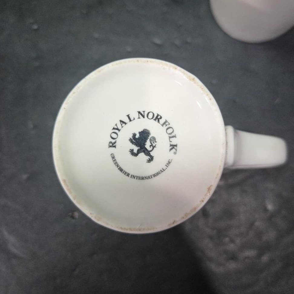 Royal Norfolk Gold Rimmed Coffee Mugs, Set of 2, White Tea Cups, Vtg Drinkware - Thumbnail 8