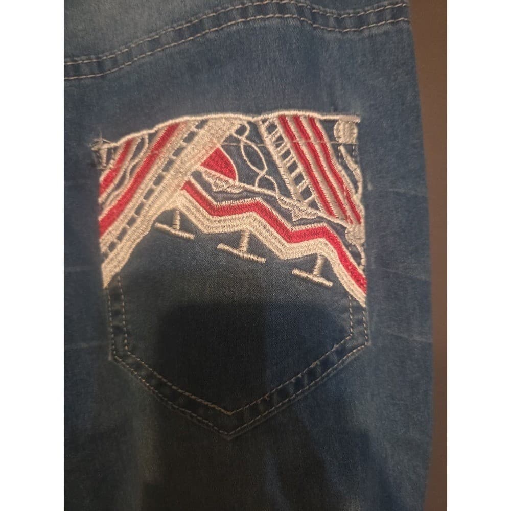 Medium Wash Embroidered Back Pocket Flare Bootcut Jeans, Woman's Medium - Thumbnail 7