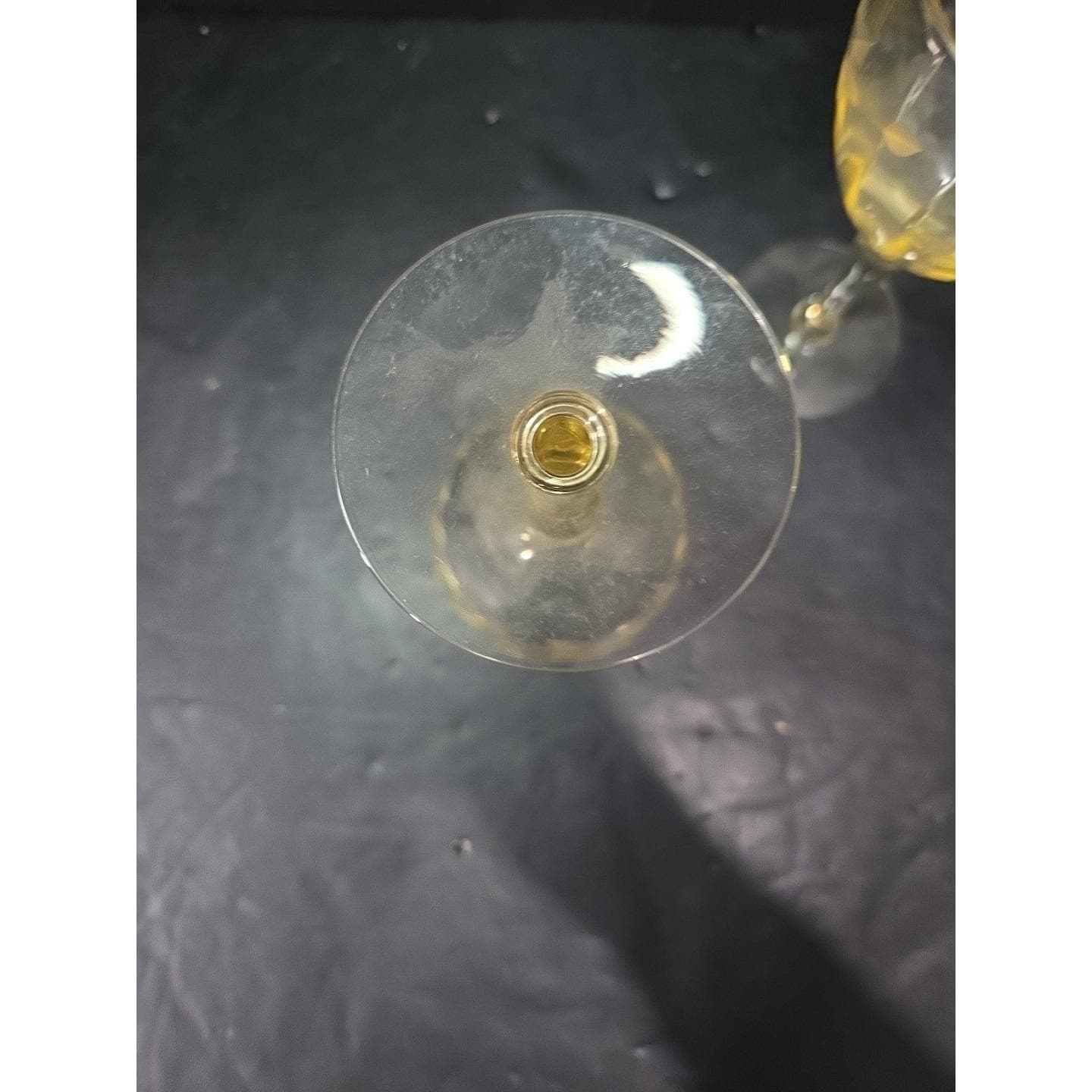 Lancaster Jubilee Yellow Wine Goblets, Set of 2, Floral Etched Optic Stemware - Thumbnail 8