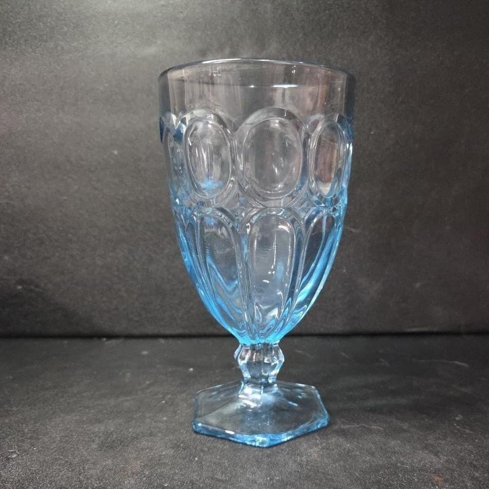 Fostoria Moonstone Light Blue Ice Tea Goblet, Vintage Glass, Low Stem Drinkware - Thumbnail 4