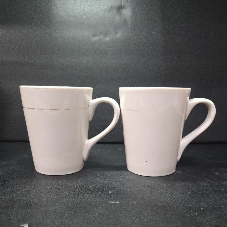 Royal Norfolk Gold Rimmed Coffee Mugs, Set of 2, White Tea Cups, Vtg Drinkware - Thumbnail 2