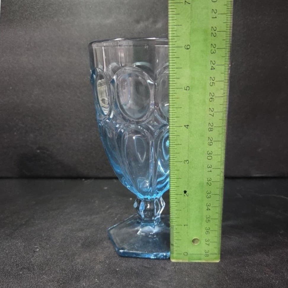 Fostoria Moonstone Light Blue Ice Tea Goblet, Vintage Glass, Low Stem Drinkware - Thumbnail 9