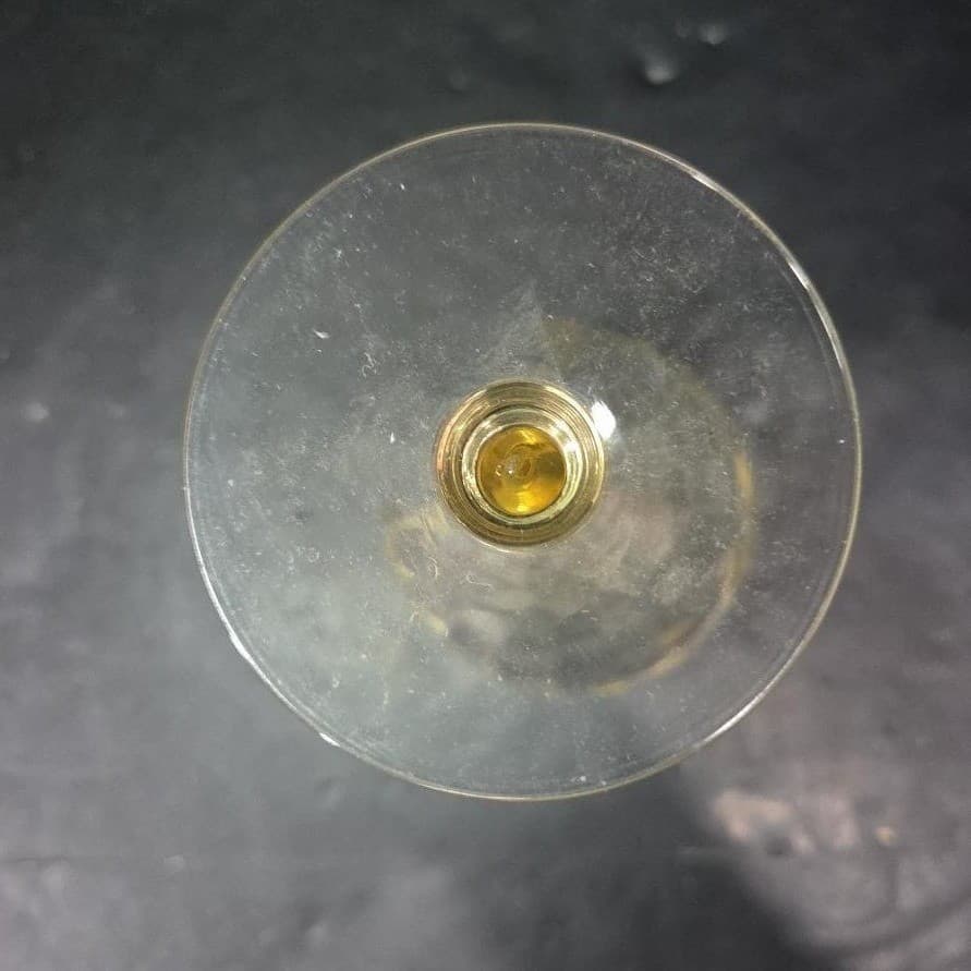 Lancaster Jubilee Yellow Wine Goblet, Floral Etched Amber Glassware, Replacement - Thumbnail 8