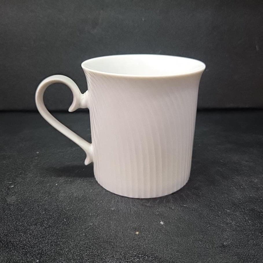 Dansk Tapestries Winter White Mug, Jack Lenor Larsen, Curved Lines Coffee Cup - Thumbnail 2