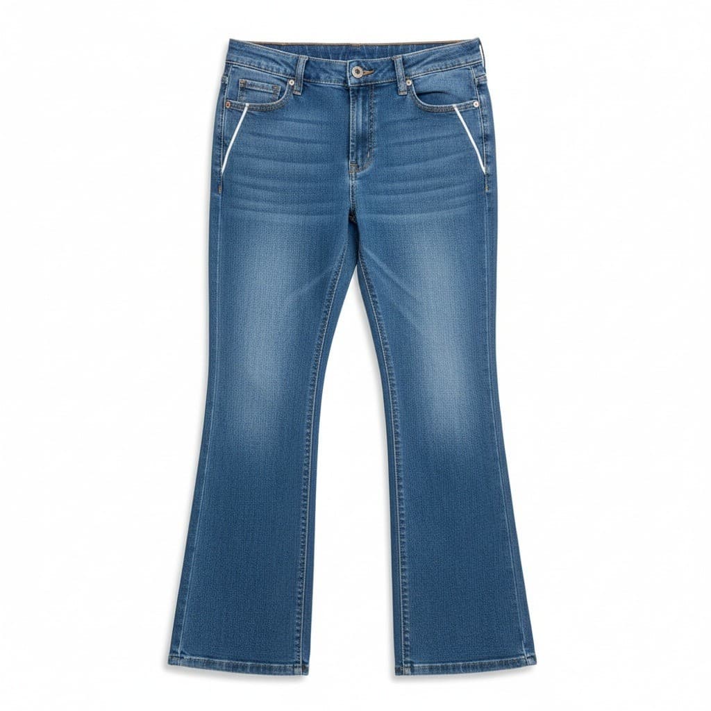 Medium Wash Embroidered Back Pocket Flare Bootcut Jeans, Woman's Medium