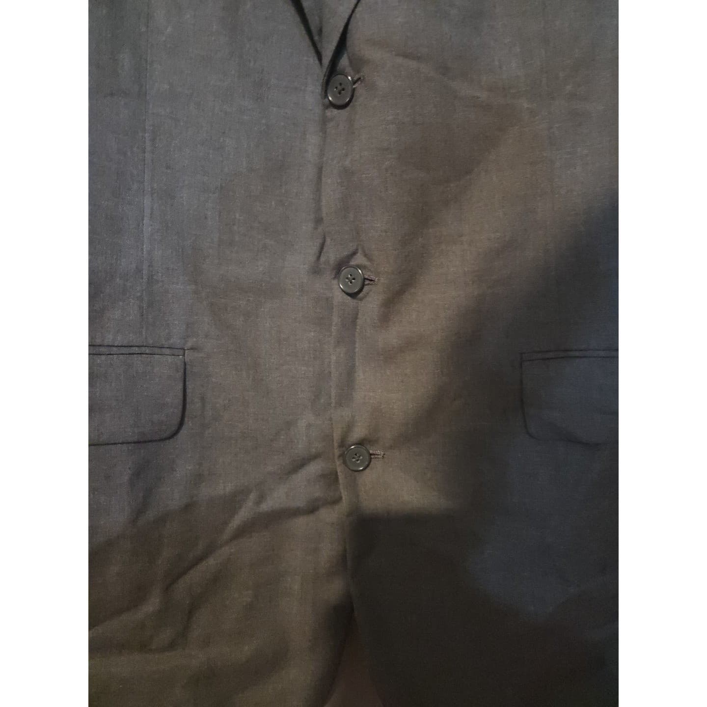 Marcus Neiman Collection Gray Blue Pinstripe 3 Button Blazer, Men's 43L Jacket - Thumbnail 4