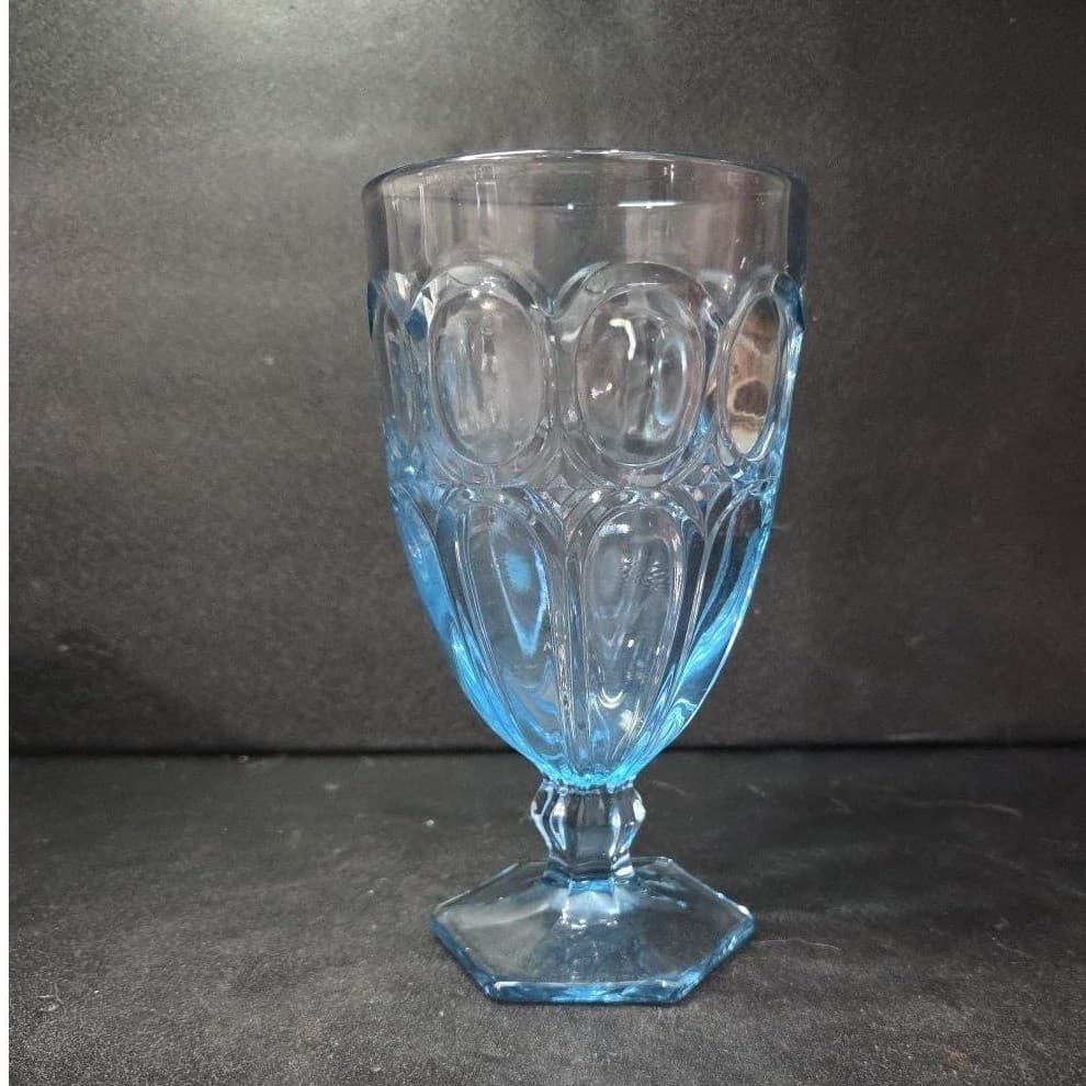 Fostoria Moonstone Light Blue Ice Tea Goblet, Vintage Glass, Low Stem Drinkware - Thumbnail 2