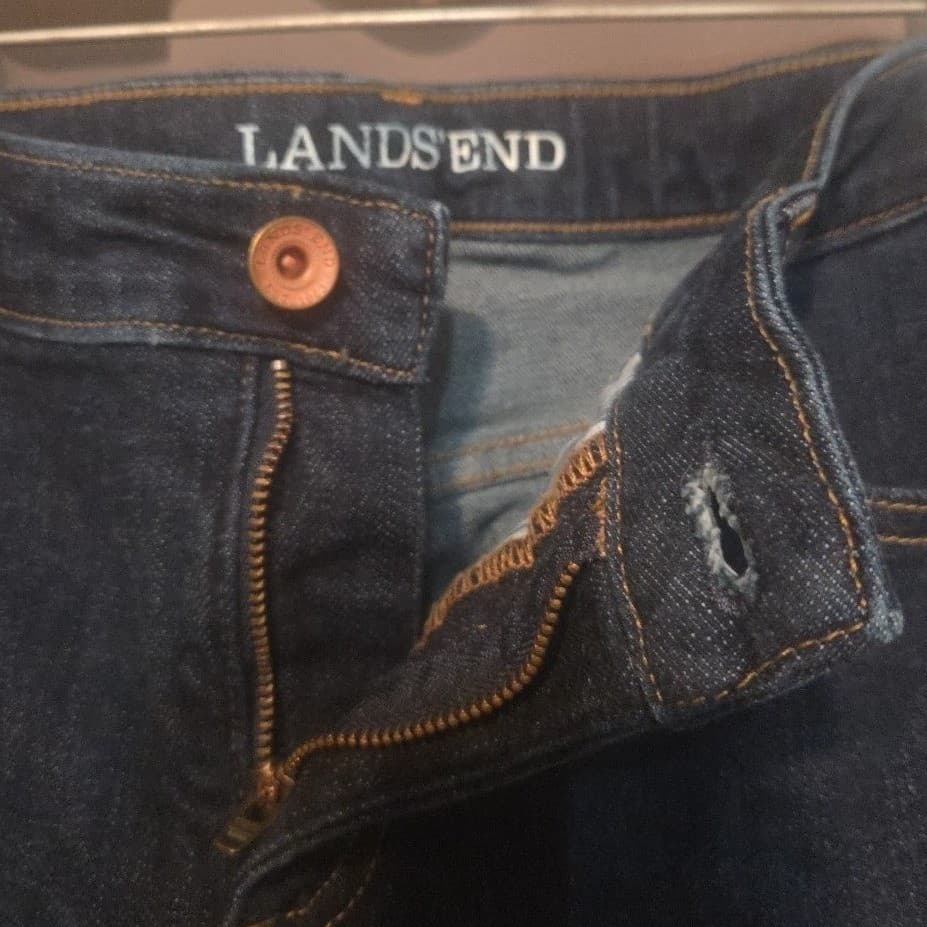 Lands End Fit 1 Slim Leg Jeans, Women's Size 6 Dark Indigo Blue Denim Pants - Thumbnail 6