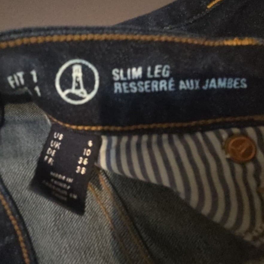 Lands End Fit 1 Slim Leg Jeans, Women's Size 6 Dark Indigo Blue Denim Pants - Thumbnail 7