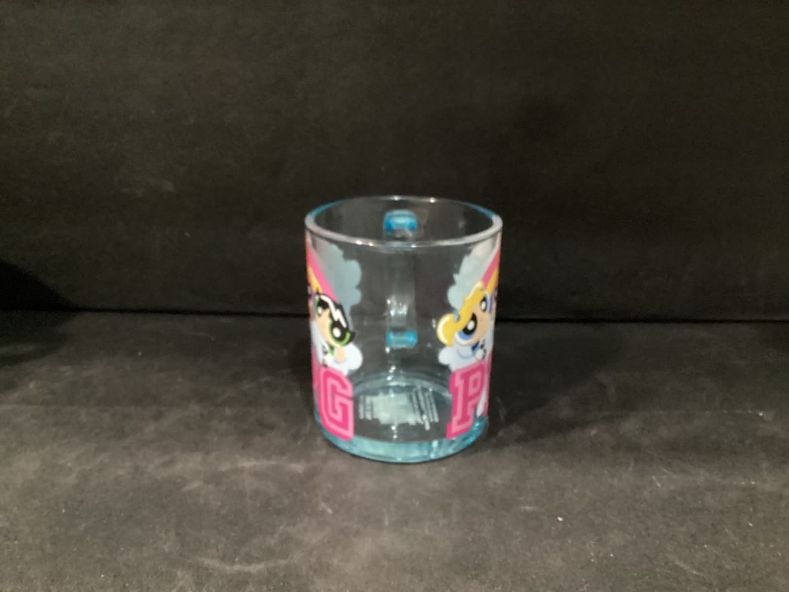 Power Puff Girls Clear Blue Glass Mug PPG Coffee Cartoon Holds 17.5 Ounces - Thumbnail 3