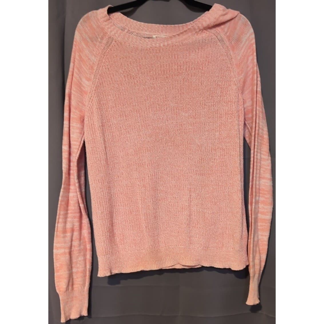 Mossimo Supply Co. Peach Marled 100% Cotton Raglan Knit Sweater, Women's Large - Thumbnail 3