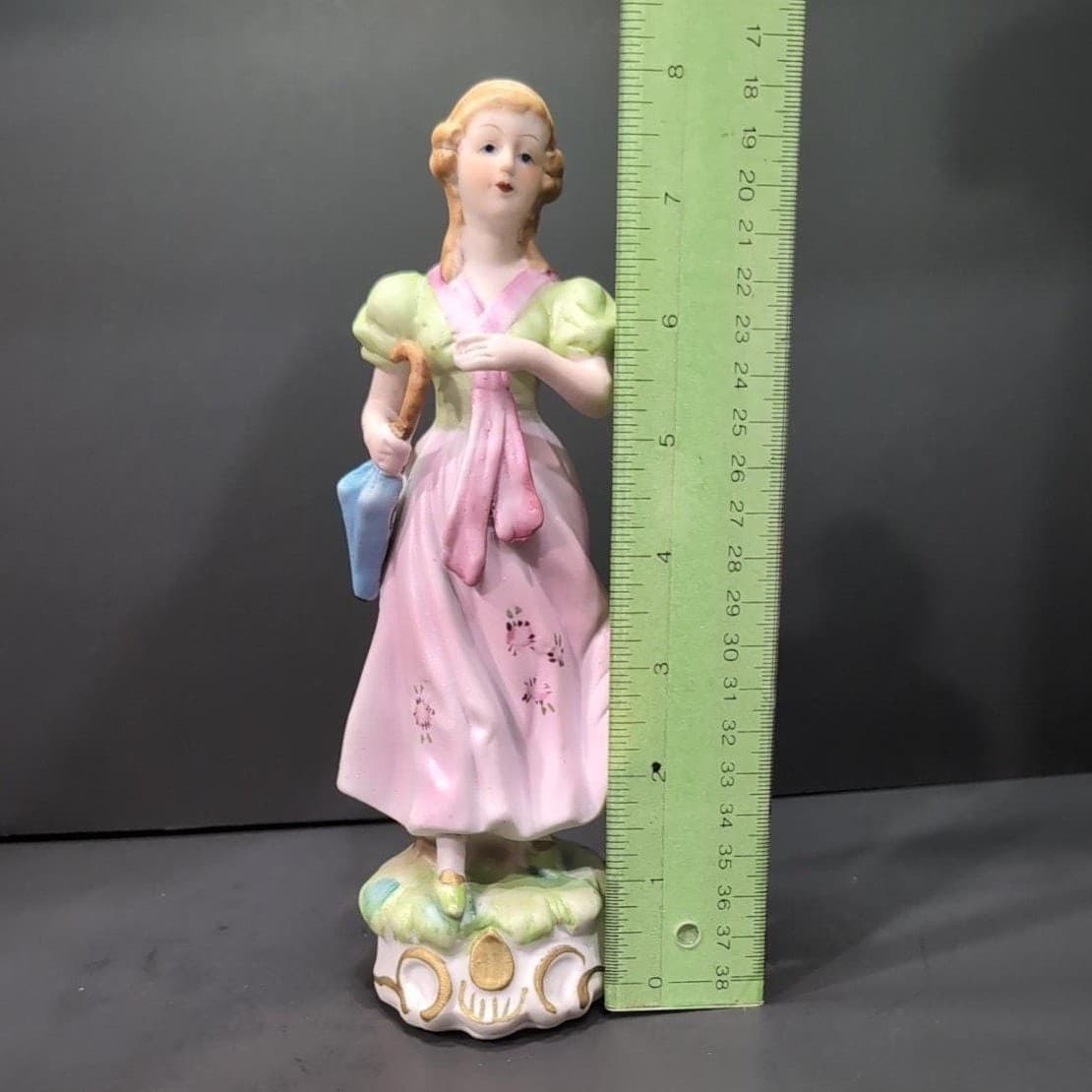 Capodimonte Porcelain Lady Figurine, Woman With Parasol, Umbrella Sculpture - Thumbnail 9