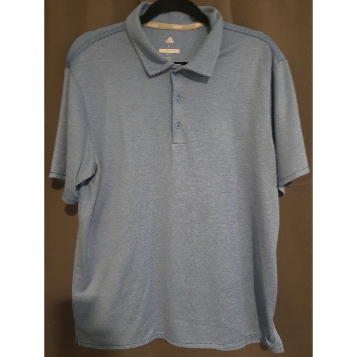 Adidas Golf Polo Shirt, Blue Heathered Short Sleeve Performance Top, Men's Large - Thumbnail 2