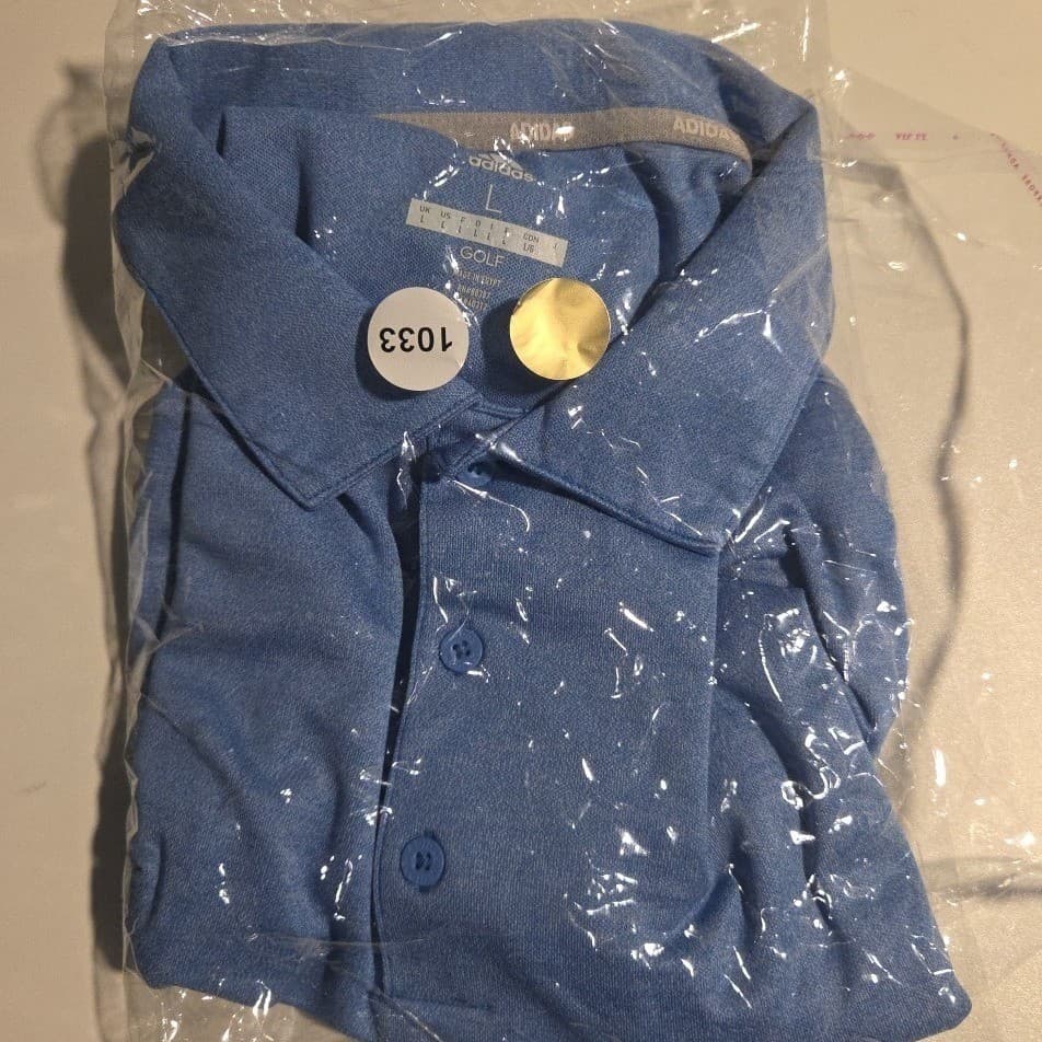Adidas Golf Polo Shirt, Blue Heathered Short Sleeve Performance Top, Men's Large - Thumbnail 9