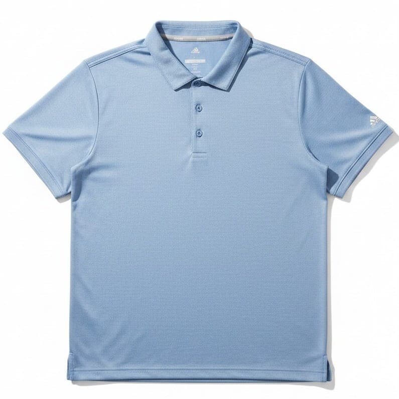 Adidas Golf Polo Shirt, Blue Heathered Short Sleeve Performance Top, Men's Large