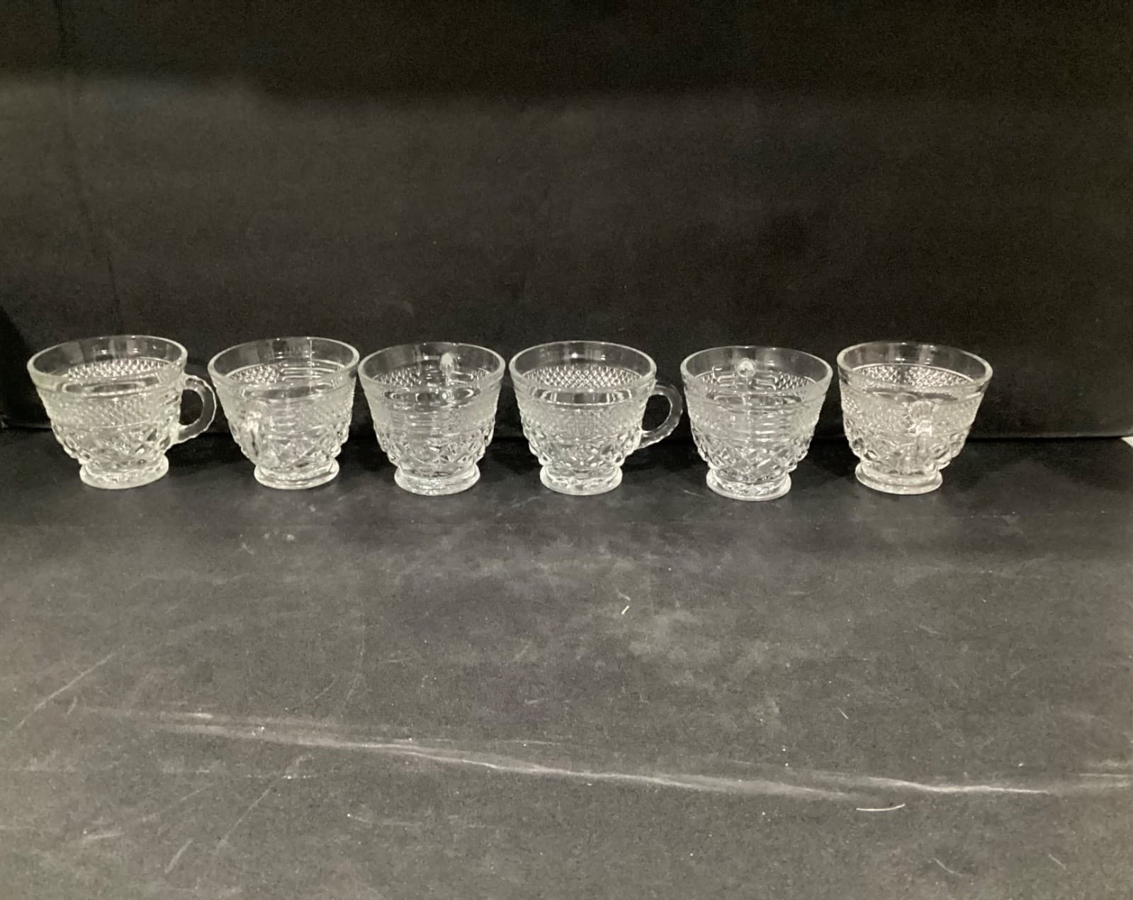 Vintage Anchor Hocking WEXFORD Clear Glass Punch Coffee Cups Set of 6 - Thumbnail 4
