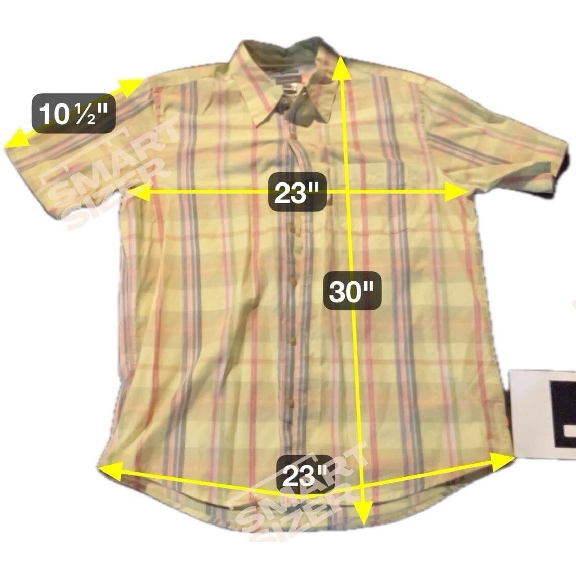 Quiksilver Yellow Plaid Short Sleeve Button Up, Regular Fit Shirt, Men's Large - Thumbnail 2