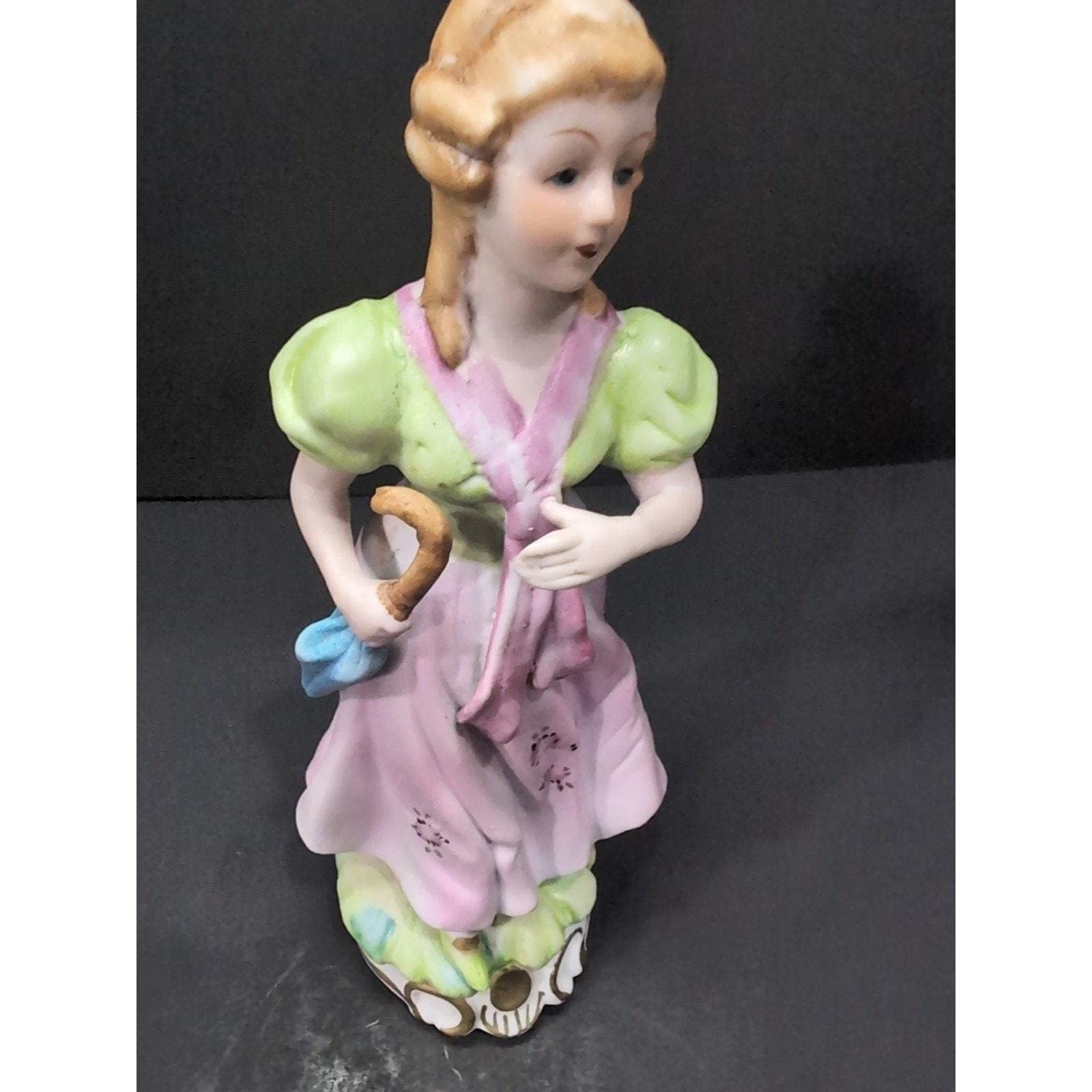 Capodimonte Porcelain Lady Figurine, Woman With Parasol, Umbrella Sculpture - Thumbnail 6