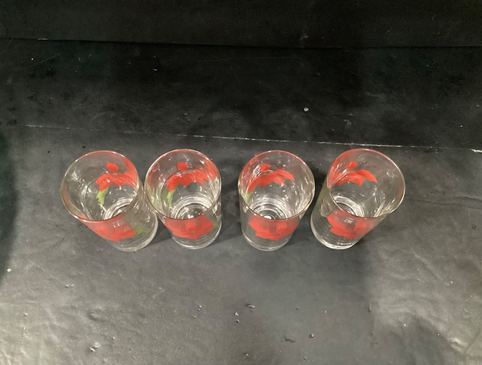 Set of 4 Crisal Portugal Block Spal Poinsettia 12 OZ Glassware Tumbler Highball! - Thumbnail 3